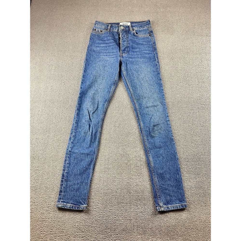 Reformation Jeans Women 22 Blue Serena High Skinny Crop Skinny Button Industrial